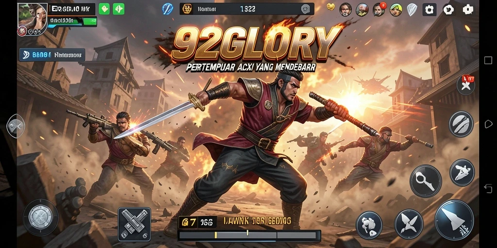 Tangkapan layar menunjukkan aksi intens dan grafis menawan dari gameplay 92GLORY.