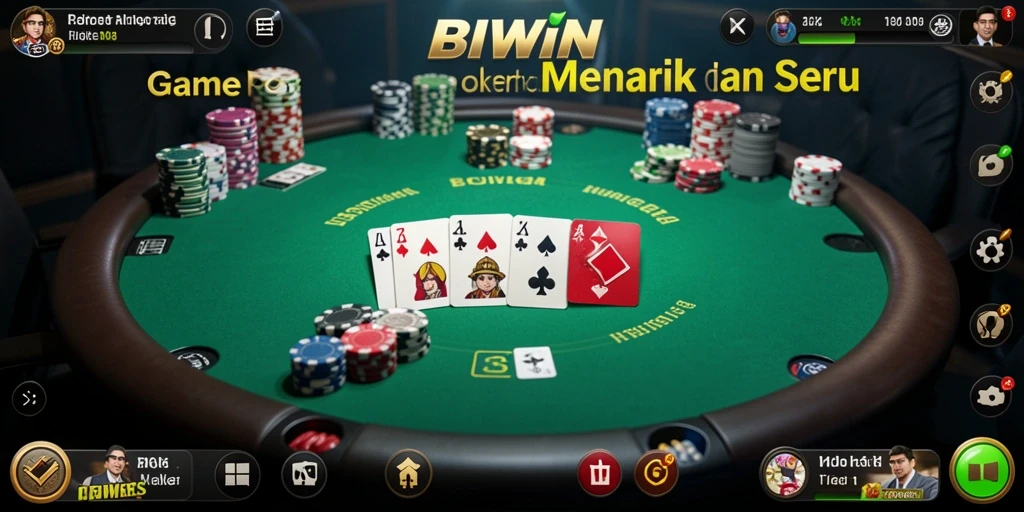 Screenshot gameplay BIWIN yang menunjukkan momen menarik dalam Poker.