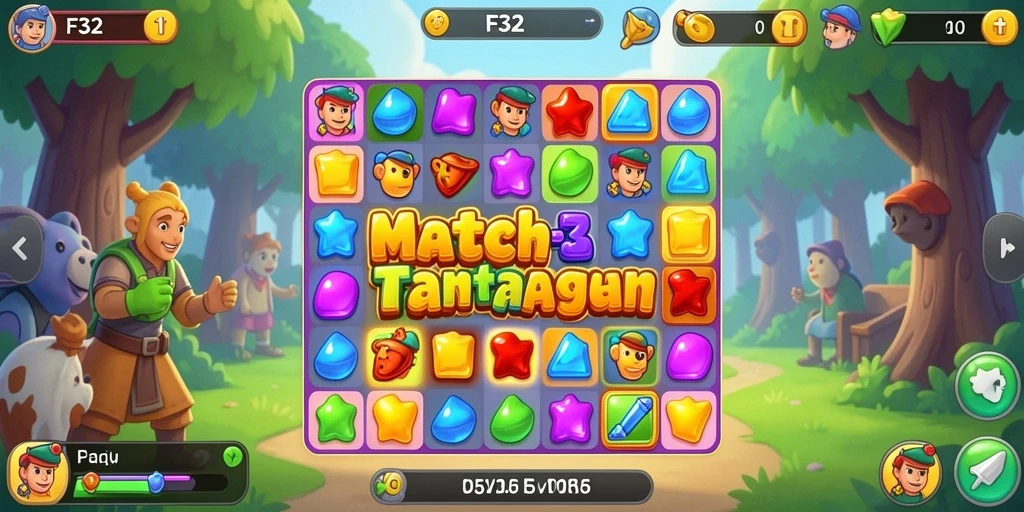 Tampilan gameplay F32 penuh warna dan menarik dalam kategori Match-3.