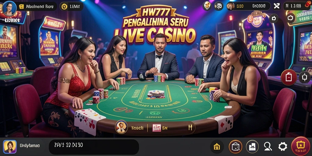 Tampilan gameplay Live Casino yang mendebarkan dan interaktif di HW777.