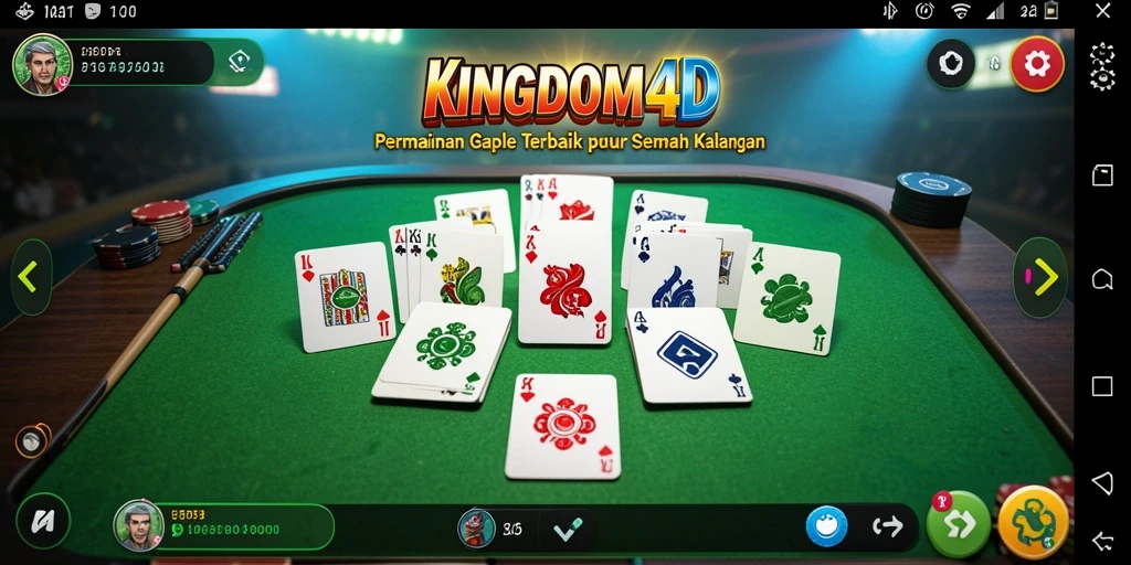 Tampilan gameplay KINGDOM4D yang menarik dalam permainan Gaple.