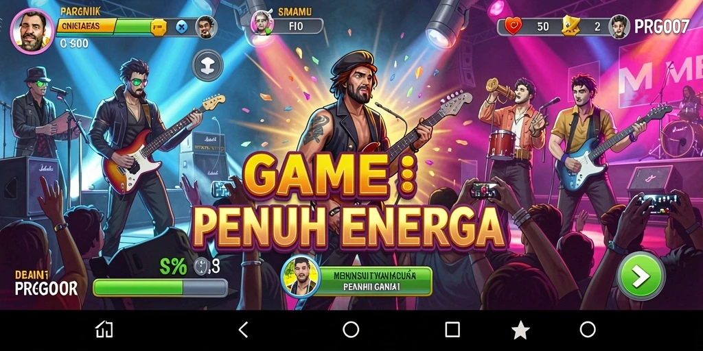 Screenshot utama PRG007 menampilkan gameplay musik yang seru.