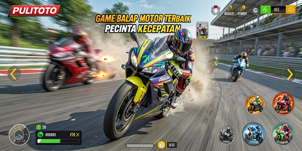 Gameplay PULITOTO yang mendebarkan dan penuh aksi balap motor.